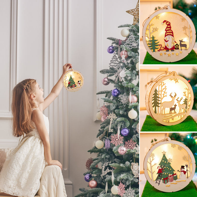 Guirlandes de Noël en bois avec lumières LED