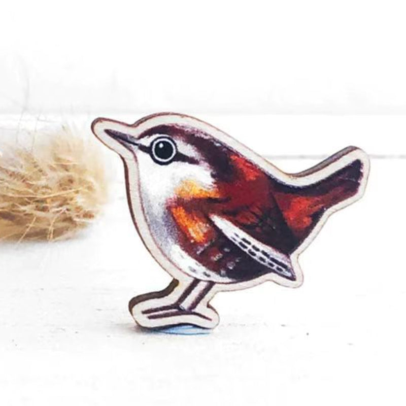 Broche en bois oiseau
