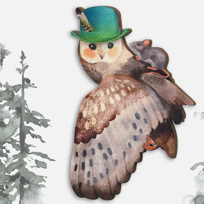 Broche en bois oiseau