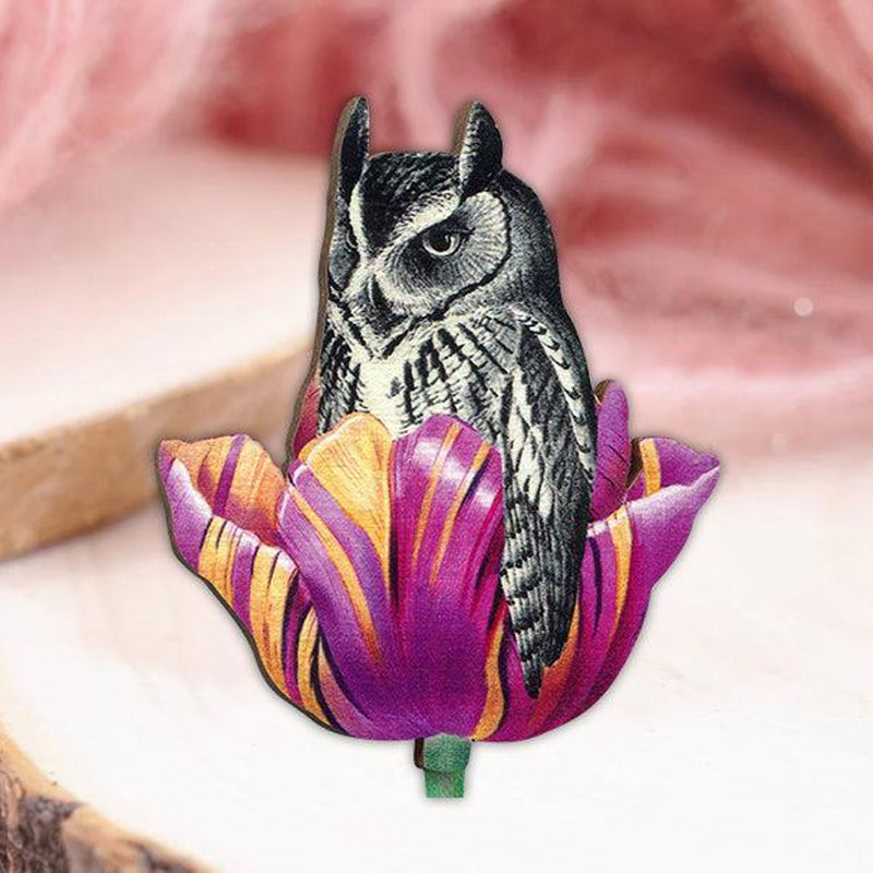 Broche en bois oiseau