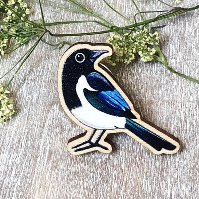 Broche en bois oiseau