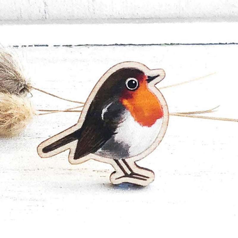 Broche en bois oiseau
