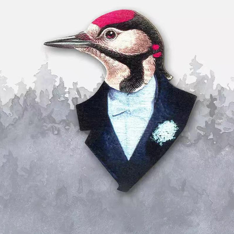 Broche en bois oiseau