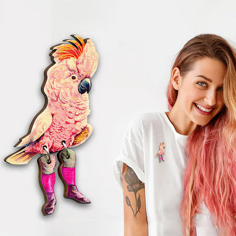 Broche en bois oiseau