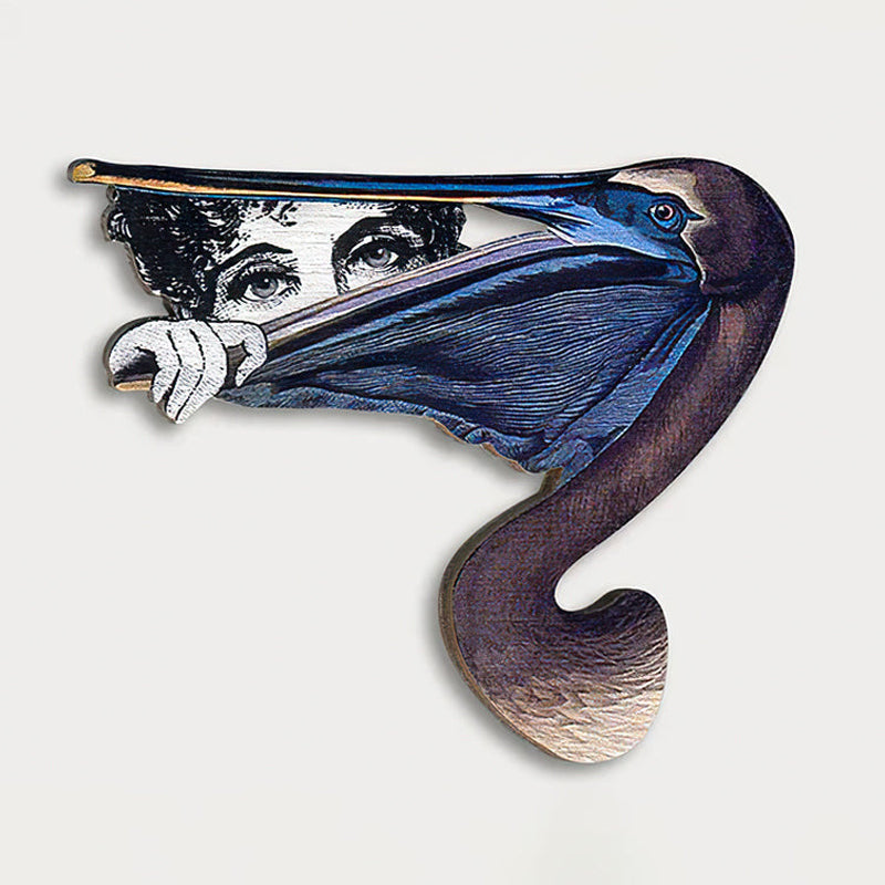 Broche en bois oiseau