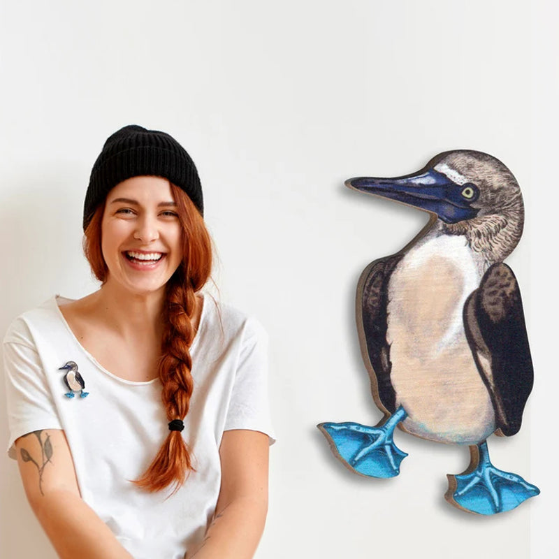 Broche en bois oiseau