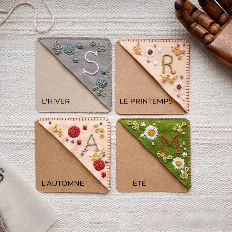 Marque-page d'angle personnalisé brodé à la main