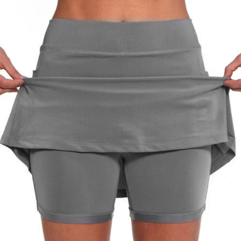 Jupes-culottes Taille Moyenne de Couleur Unie avec Poche