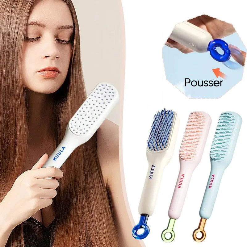 Peigne de massage antistatique autonettoyant