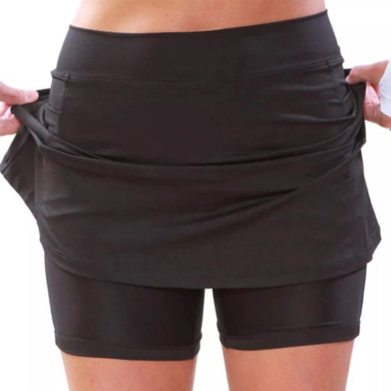 Jupes-culottes Taille Moyenne de Couleur Unie avec Poche