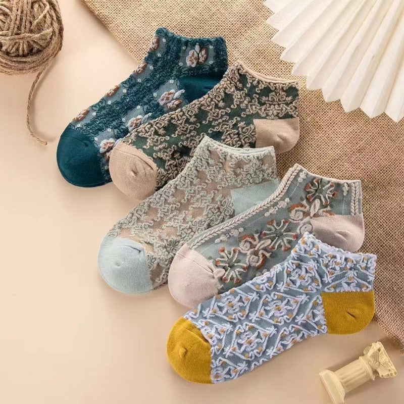 Chaussettes vintage en coton gaufré