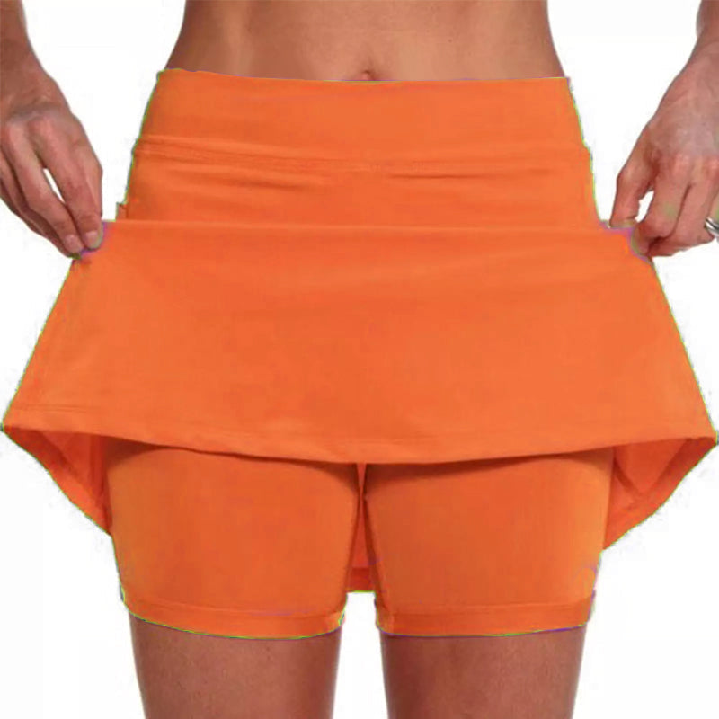 Jupes-culottes Taille Moyenne de Couleur Unie avec Poche