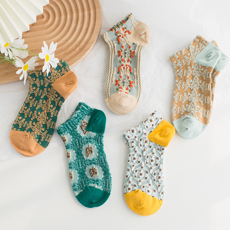 Chaussettes vintage en coton gaufré