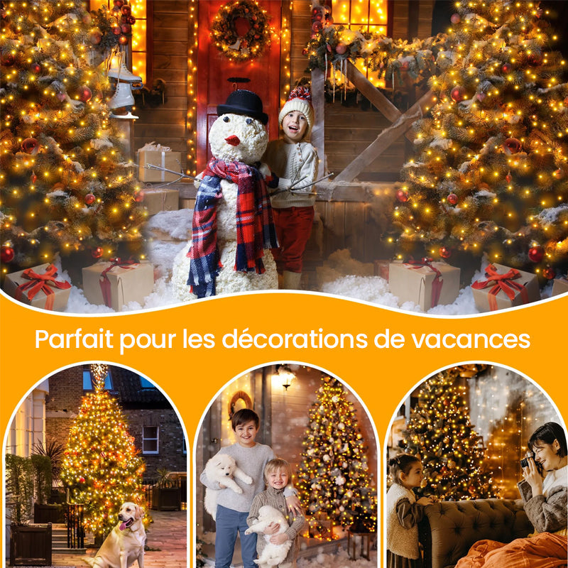 Lumières de cascade d'arbre de Noël avec anneau