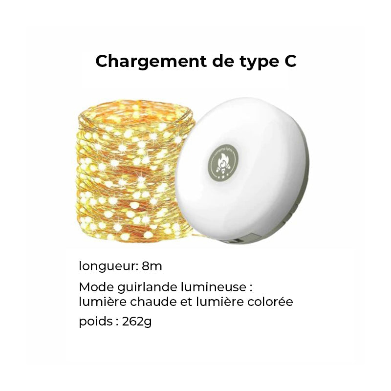 Guirlande lumineuse escamotable portative imperméable extérieure