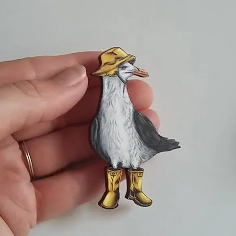 Broche en bois oiseau