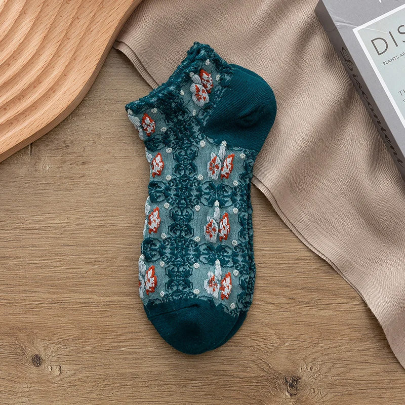 Chaussettes vintage en coton gaufré