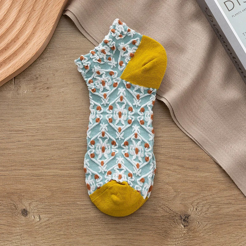 Chaussettes vintage en coton gaufré