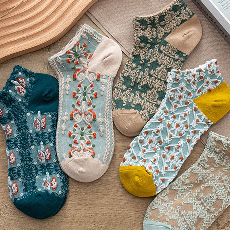 Chaussettes vintage en coton gaufré