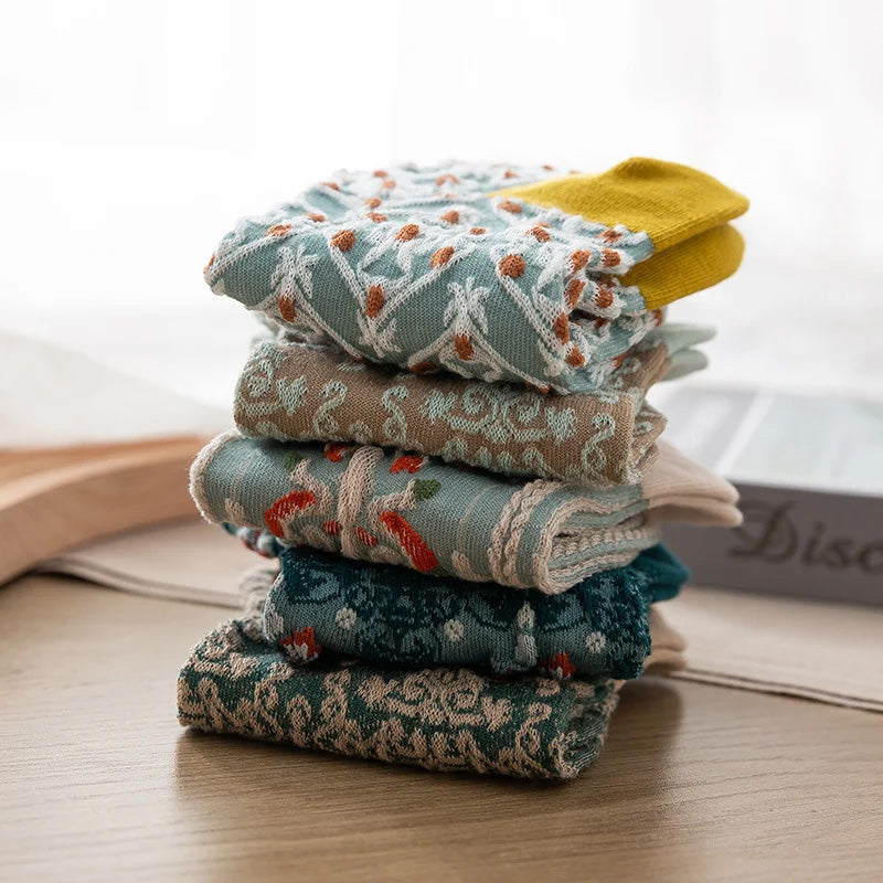 Chaussettes vintage en coton gaufré