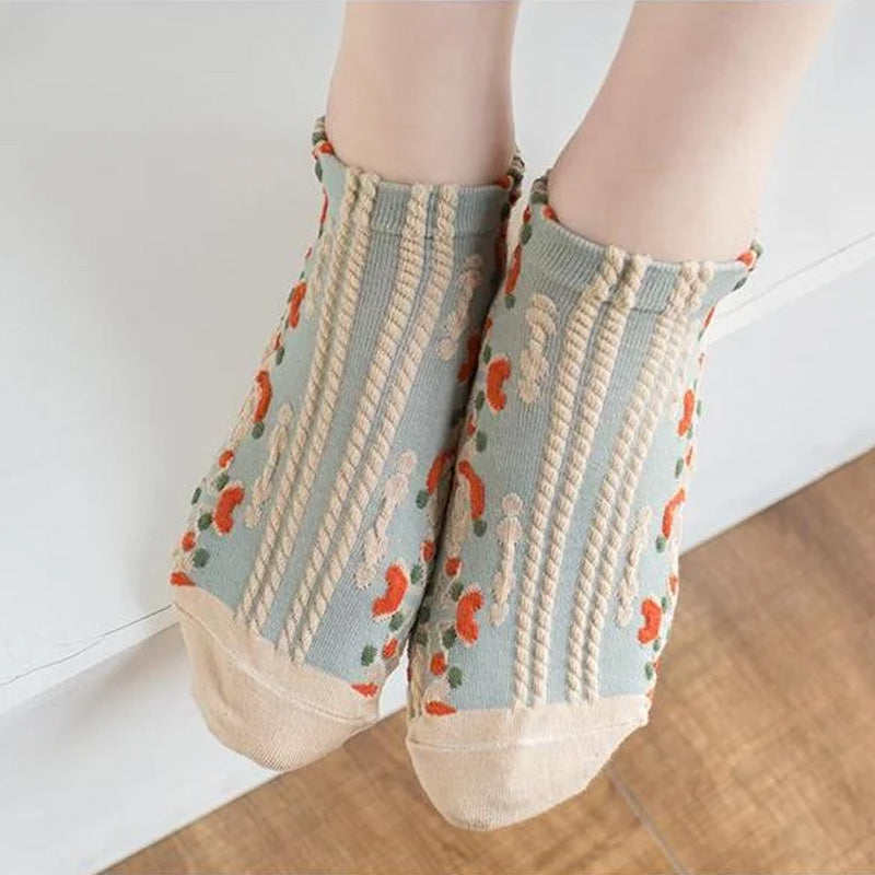 Chaussettes vintage en coton gaufré