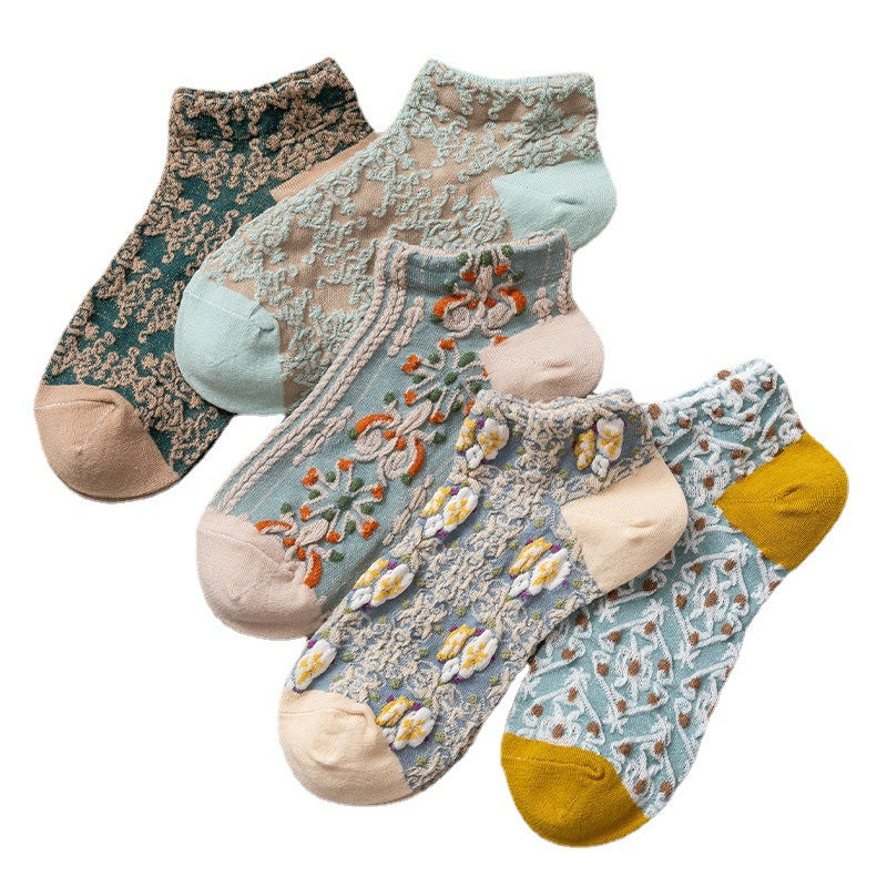 Chaussettes vintage en coton gaufré