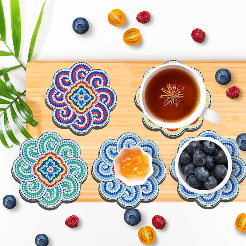 🥰 Dessous de verre artisanal en diamant Dessous de verre peinture diamant (Mandala)