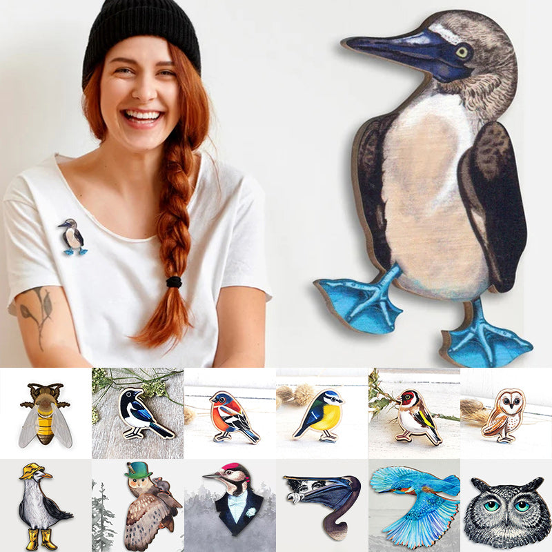 Broche en bois oiseau