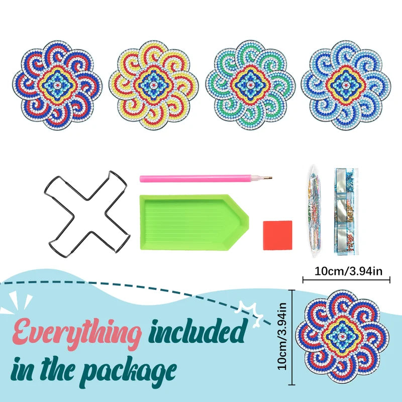🥰 Dessous de verre artisanal en diamant Dessous de verre peinture diamant (Mandala)