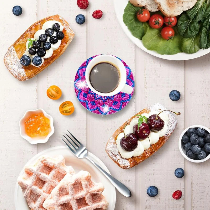 🥰 Dessous de verre artisanal en diamant Dessous de verre peinture diamant (Mandala)