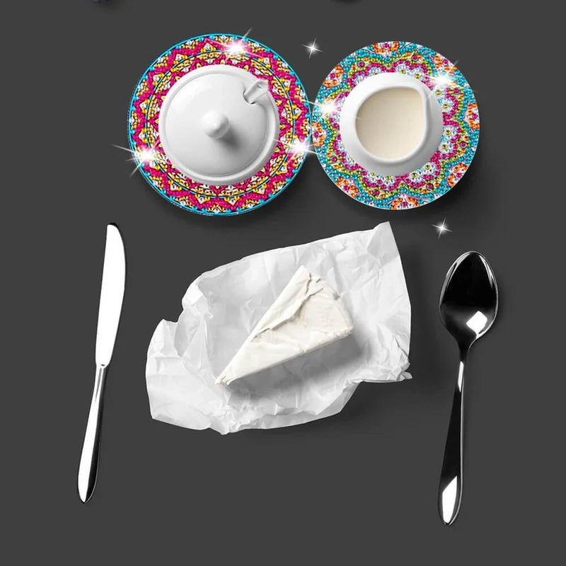 🥰 Dessous de verre artisanal en diamant Dessous de verre peinture diamant (Mandala)