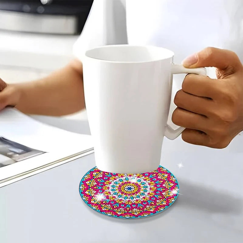 🥰 Dessous de verre artisanal en diamant Dessous de verre peinture diamant (Mandala)