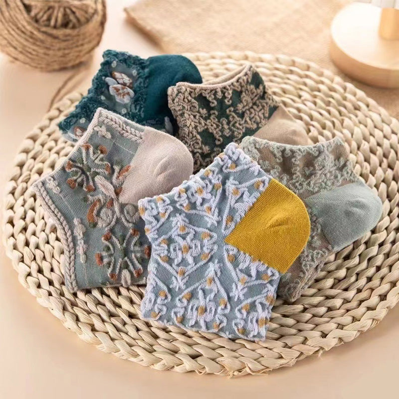 Chaussettes vintage en coton gaufré