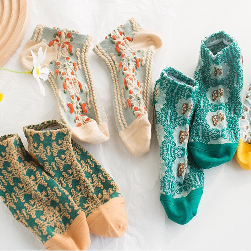 Chaussettes vintage en coton gaufré
