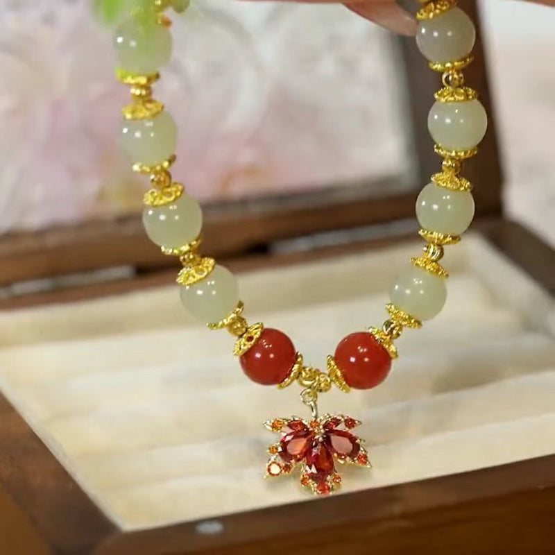 Bracelet feuille d'or jade Hetian